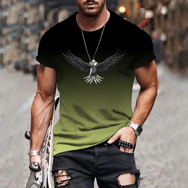 gradient eagle 3D printed T-shirt