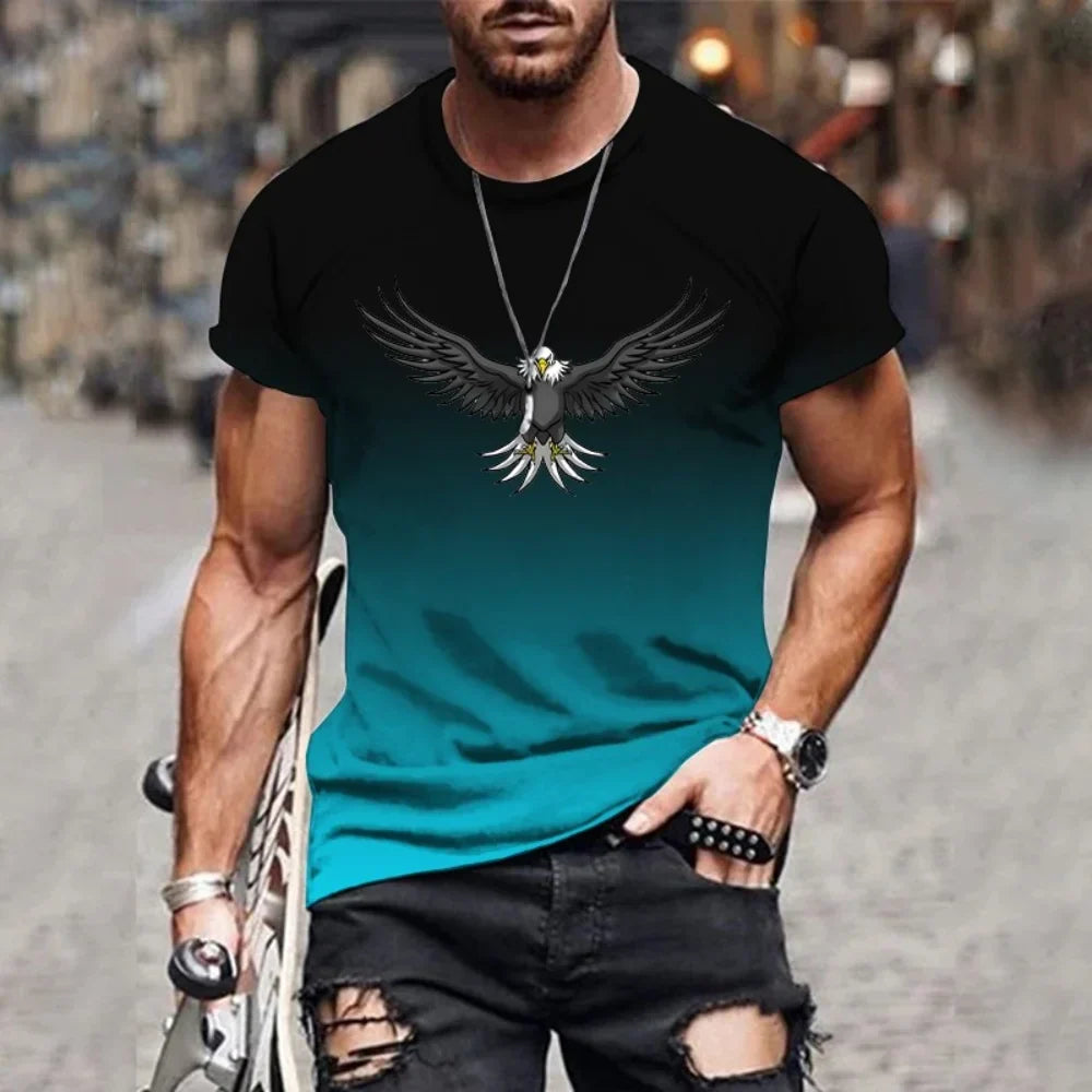 gradient eagle 3D printed T-shirt