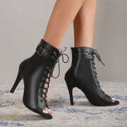 Women'S Black Open-Toe Stiletto High Heel Pumps