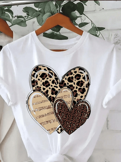 Women’s Leopard Heart Print T-Shirt