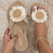 Women's Floral Linen Slide Sandals
