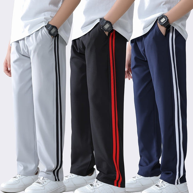 Boys’ Athletic Pants 3-Pack – Elastic Waist Sports Joggers with Pockets