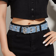 [Punk Star Belt] Black Punk Style Star Embellished Double Buckle Waist Belt | Regular Size for Casual, Party & Casual Attire with Metallic Hardware