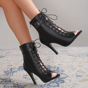 Women'S Black Open-Toe Stiletto High Heel Pumps