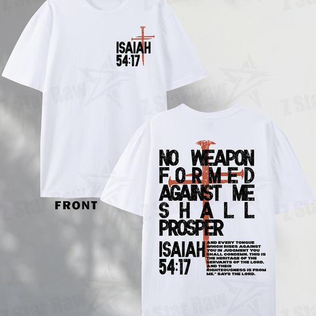 Isaiah 54:17 Men’s Cotton T-Shirt – Faith Graphic Short Sleeve Tee