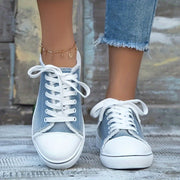 Four-Season Lightweight Women's Casual Sneakers, Breathable Fabric Upper and Insole, Rubber Outsole, Laces, Plus Size