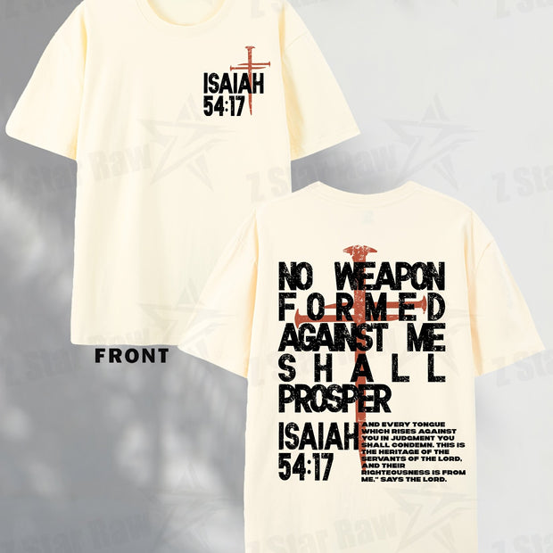 Isaiah 54:17 Men’s Cotton T-Shirt – Faith Graphic Short Sleeve Tee