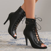 Women'S Black Open-Toe Stiletto High Heel Pumps