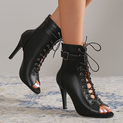 Women'S Black Open-Toe Stiletto High Heel Pumps