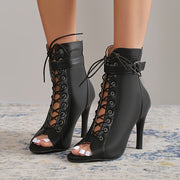 Women'S Black Open-Toe Stiletto High Heel Pumps