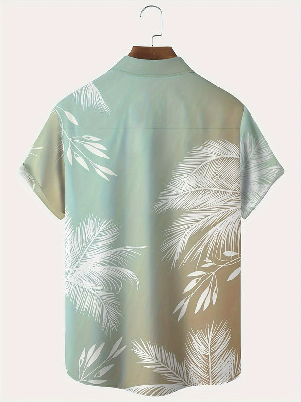 Men’s Palm Leaf Hawaiian Shirt – Casual Short Sleeve Summer Top