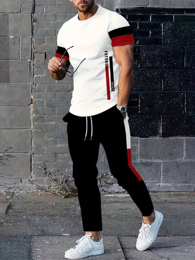 Men’s Casual Two-Piece Sportswear – T-Shirt & Trousers Set
