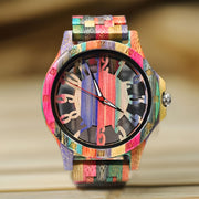 Wooden Analog Quartz Watch – Colorful Hollow Dial, Stylish Gift for Him or Her