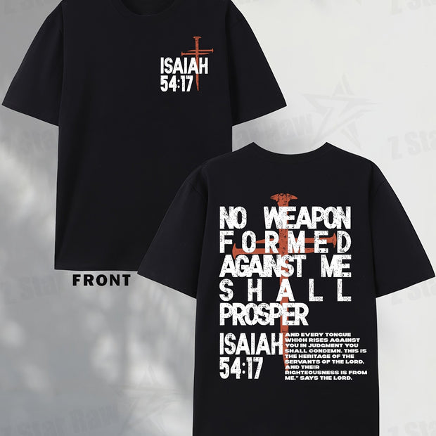 Isaiah 54:17 Men’s Cotton T-Shirt – Faith Graphic Short Sleeve Tee
