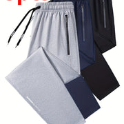 3-Pack Men’s Jogging Pants – Slim Fit Sports Pants with Deep Pockets