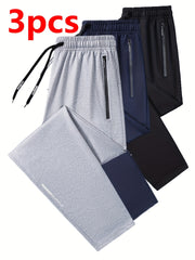 3-Pack Men’s Jogging Pants – Slim Fit Sports Pants with Deep Pockets