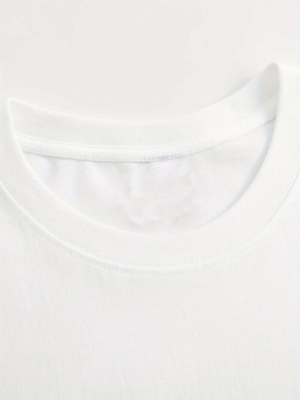 Fashionable Letter Cartoon Print Women'S Round Neck T-Shirt, Simple Design, Comfortable And Breathable, Suitable for Daily Leisure And Versatile, Showing a Natural And Elegant Style, a Must-Have for Summer Parties, Local Deli