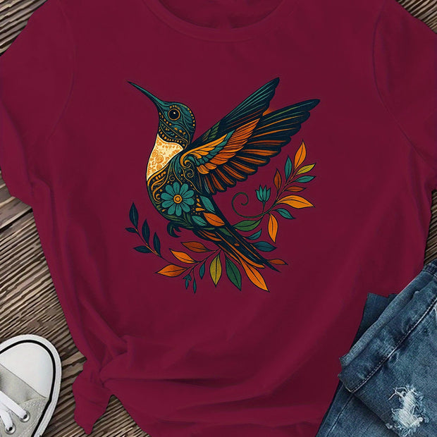 Women’s Dark Grey Bird Graphic T-Shirt – Casual Short Sleeve Top