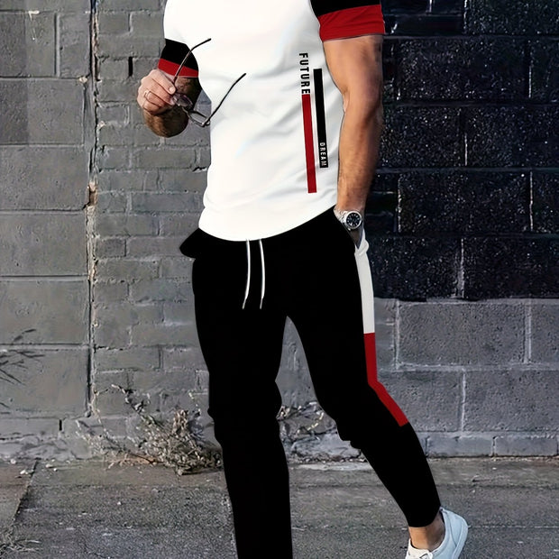 Men’s Casual Two-Piece Sportswear – T-Shirt & Trousers Set
