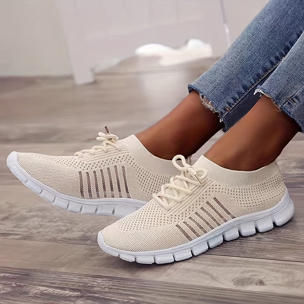 2025 Four-Season New Women'S Casual Breathable Knitted Sneakers, Fashionable And Everyday Versatile Light Running Shoes