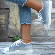 Four-Season Lightweight Women's Casual Sneakers, Breathable Fabric Upper and Insole, Rubber Outsole, Laces, Plus Size