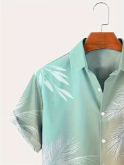 Men’s Palm Leaf Hawaiian Shirt – Casual Short Sleeve Summer Top