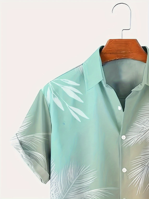 Men’s Palm Leaf Hawaiian Shirt – Casual Short Sleeve Summer Top