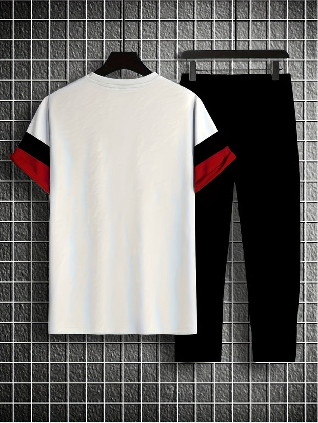 Men’s Casual Two-Piece Sportswear – T-Shirt & Trousers Set