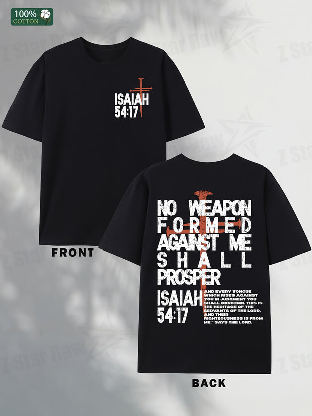 Isaiah 54:17 Men’s Cotton T-Shirt – Faith Graphic Short Sleeve Tee