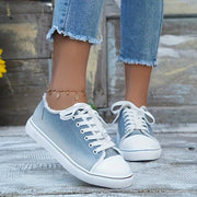 Four-Season Lightweight Women's Casual Sneakers, Breathable Fabric Upper and Insole, Rubber Outsole, Laces, Plus Size