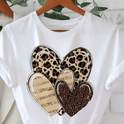 Women’s Leopard Heart Print T-Shirt