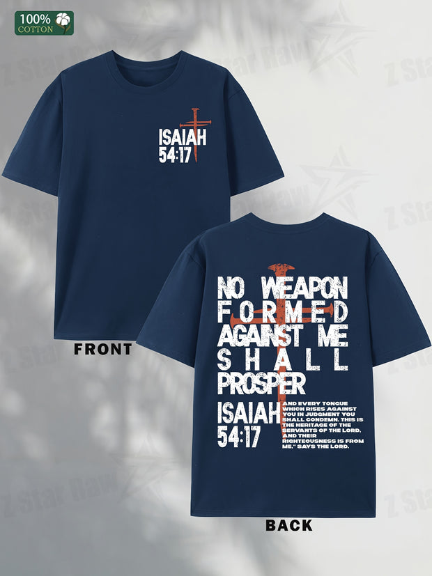 Isaiah 54:17 Men’s Cotton T-Shirt – Faith Graphic Short Sleeve Tee