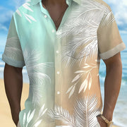 Men’s Palm Leaf Hawaiian Shirt – Casual Short Sleeve Summer Top