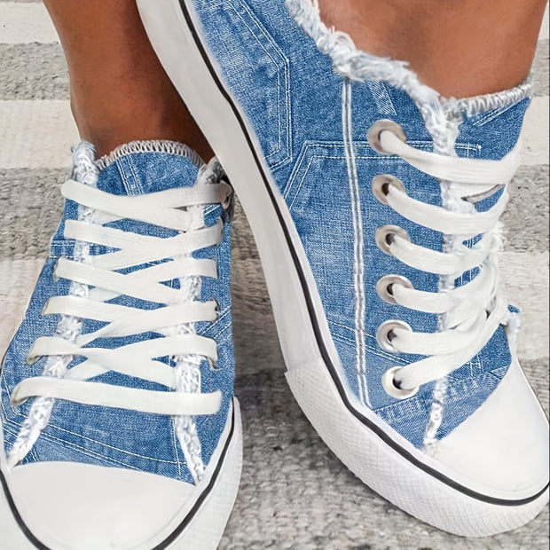 Four-Season Lightweight Women's Casual Sneakers, Breathable Fabric Upper and Insole, Rubber Outsole, Laces, Plus Size