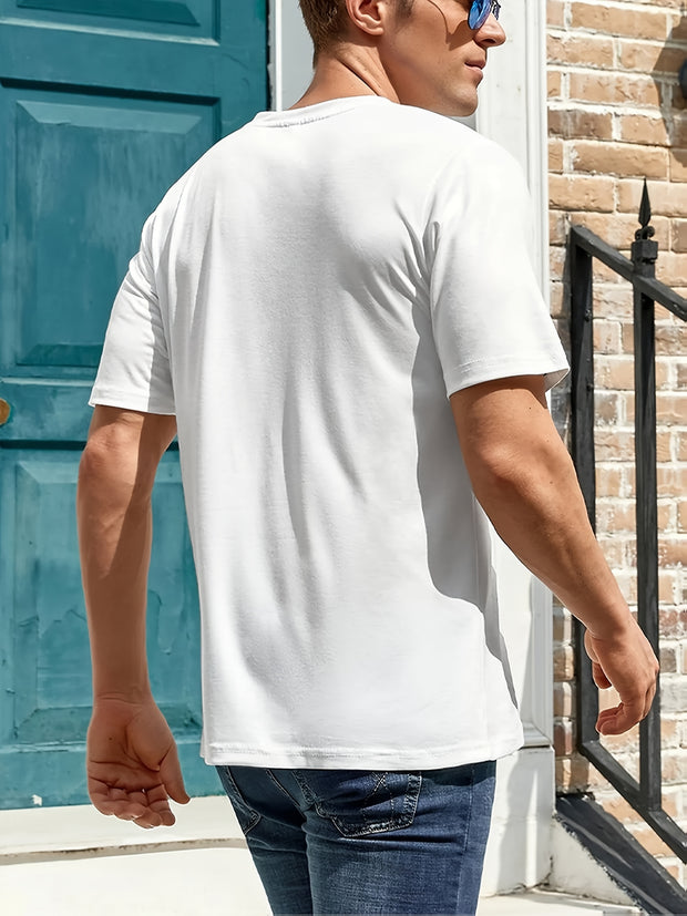 Men’s Summer Cotton T-Shirt – Casual Short Sleeve Tropical Palm Tee
