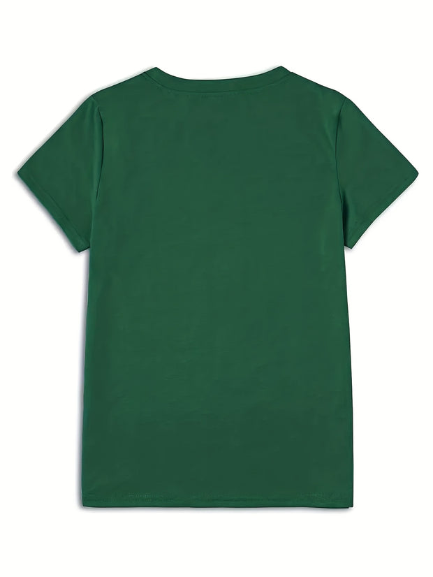 Women’s Brown Cotton T-Shirt – Leopard Floral Patchwork Casual Top