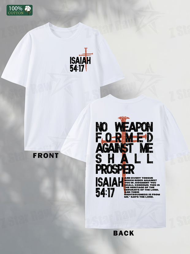 Isaiah 54:17 Men’s Cotton T-Shirt – Faith Graphic Short Sleeve Tee