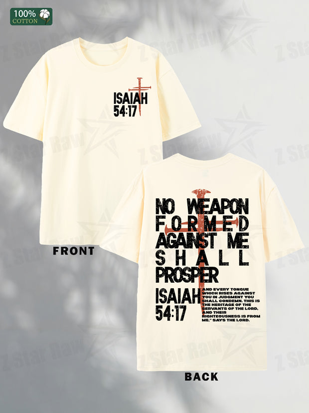Isaiah 54:17 Men’s Cotton T-Shirt – Faith Graphic Short Sleeve Tee