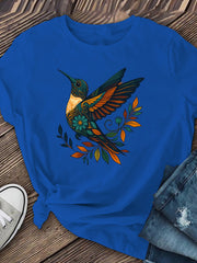 Women’s Dark Grey Bird Graphic T-Shirt – Casual Short Sleeve Top