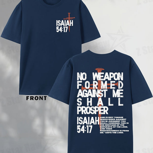 Isaiah 54:17 Men’s Cotton T-Shirt – Faith Graphic Short Sleeve Tee