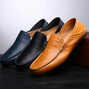 Men’s Leather Loafers – Breathable Slip-On Driving Shoes with Waterproof Split Leather Upper