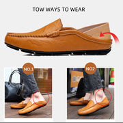 Men’s Leather Loafers – Breathable Slip-On Driving Shoes with Waterproof Split Leather Upper