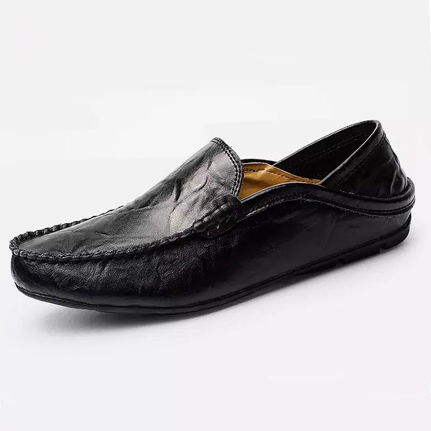 Men’s Leather Loafers – Breathable Slip-On Driving Shoes with Waterproof Split Leather Upper
