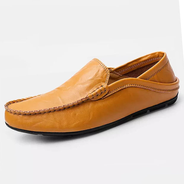 Men’s Leather Loafers – Breathable Slip-On Driving Shoes with Waterproof Split Leather Upper