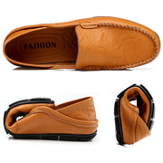 Men’s Leather Loafers – Breathable Slip-On Driving Shoes with Waterproof Split Leather Upper
