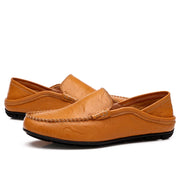 Men’s Leather Loafers – Breathable Slip-On Driving Shoes with Waterproof Split Leather Upper
