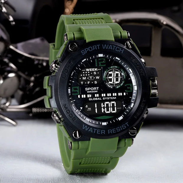 Men’s Rugged Digital Sports Watch – Waterproof Outdoor Chronograph with Alarm & Calendar