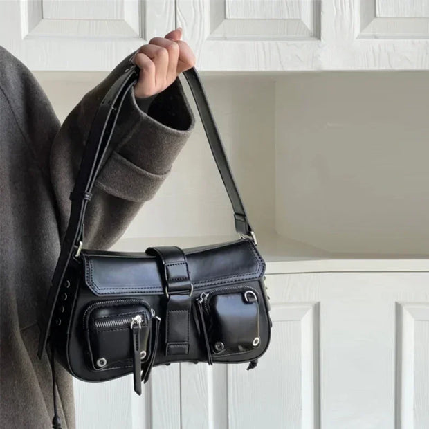 Y2K Gothic Shoulder Bag – Korean Harajuku Vintage PU Handbag for Women