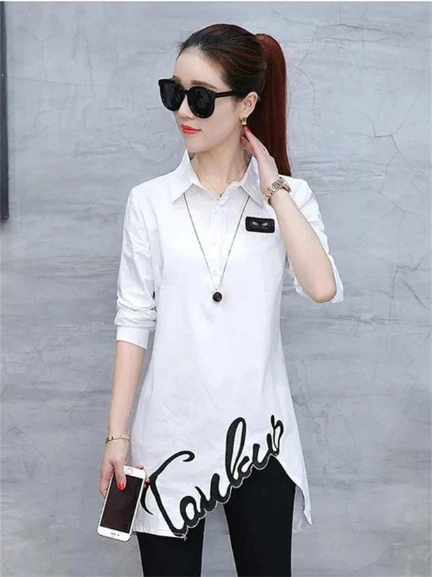 Women’s long sleeve embroidered blouse in white – spring fashion DF2435