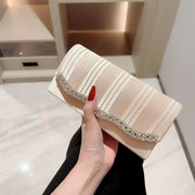 Wedding Party Handbag Ladies Glitter Silver Clutch Bag Envelope Evening Bag Fashion Elegant Long Purse Women Chain Shoulder Bags